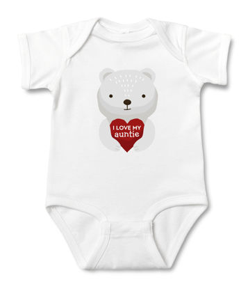 Picture of Personalized Photo Face Short - Sleeve Baby Onesies - Custom Face Baby Onesie - Baby Bodysuits - Onesies Infant Bodysuit with Personalized Name & Color - Bear Heart