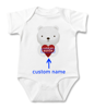 Picture of Personalized Photo Face Short - Sleeve Baby Onesies - Custom Face Baby Onesie - Baby Bodysuits - Onesies Infant Bodysuit with Personalized Name & Color - Bear Heart