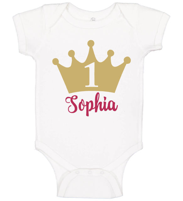 Picture of Personalized Photo Face Short - Sleeve Baby Onesies - Custom Face Baby Onesie - Baby Bodysuits - Onesies Infant Bodysuit with Personalized Name & Color - Crown