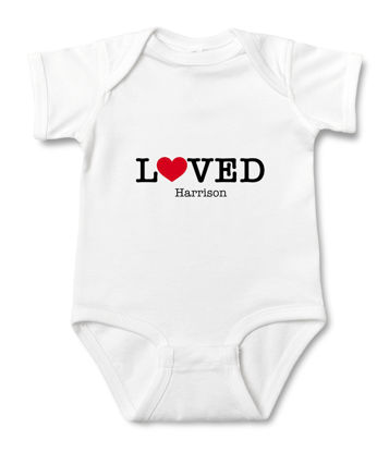 Picture of Personalized Photo Face Short - Sleeve Baby Onesies - Custom Face Baby Onesie - Baby Bodysuits - Onesies Infant Bodysuit with Personalized Name & Color - Loved