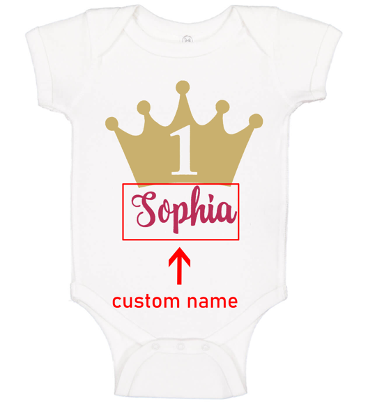 Picture of Personalized Photo Face Short - Sleeve Baby Onesies - Custom Face Baby Onesie - Baby Bodysuits - Onesies Infant Bodysuit with Personalized Name & Color - Crown