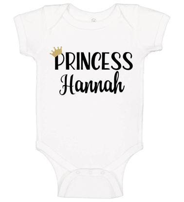 Picture of Personalized Photo Face Short - Sleeve Baby Onesies - Custom Face Baby Onesie - Baby Bodysuits - Onesies Infant Bodysuit with Personalized Name & Color - L Princess