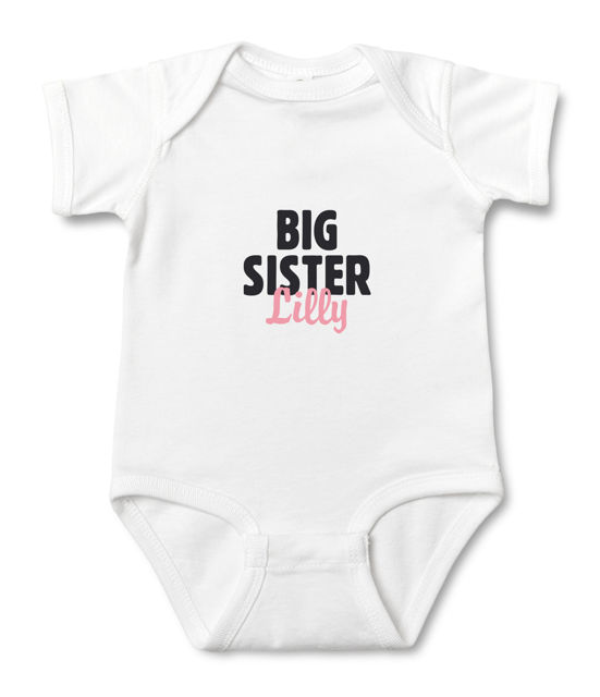 Picture of Personalized Photo Face Short - Sleeve Baby Onesies - Custom Face Baby Onesie - Baby Bodysuits - Onesies Infant Bodysuit with Personalized Name & Color - Sister