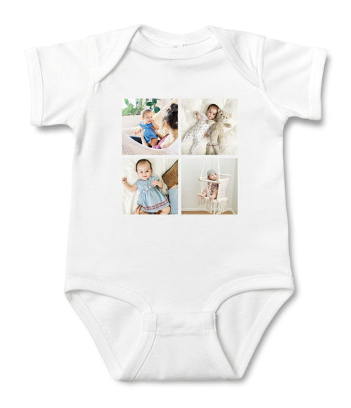 Picture of Personalized Photo Face Short - Sleeve Baby Onesies - Custom Face Baby Onesie - Baby Bodysuits - Onesies Infant Bodysuit with Personalized Name & Color - Personalized Photos