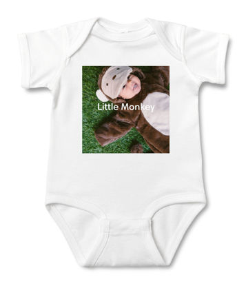 Picture of Personalized Photo Face Short - Sleeve Baby Onesies - Custom Face Baby Onesie - Baby Bodysuits - Onesies Infant Bodysuit with Personalized Name & Color - Custom Text & Photo