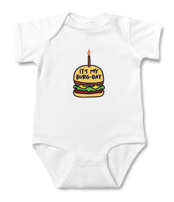 Picture of Personalized Photo Face Short - Sleeve Baby Onesies - Custom Face Baby Onesie - Baby Bodysuits - Onesies Infant Bodysuit with Personalized Name & Color - Hamburger