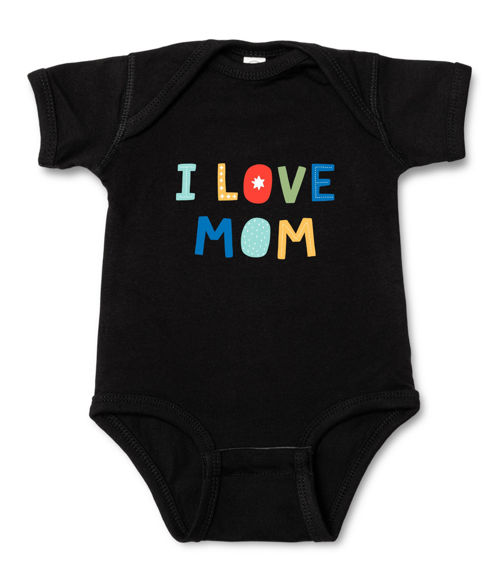 Picture of Personalized Photo Face Short - Sleeve Baby Onesies - Custom Face Baby Onesie - Baby Bodysuits - Onesies Infant Bodysuit with Personalized Name & Color - I LOVE MOM
