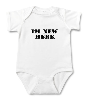 Picture of Personalized Photo Face Short - Sleeve Baby Onesies - Custom Face Baby Onesie - Baby Bodysuits - Onesies Infant Bodysuit with Personalized Name & Color - I'M NEW HERE