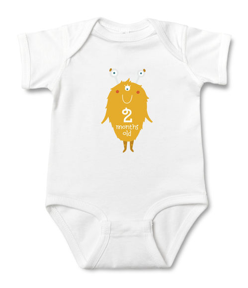 Picture of Personalized Photo Face Short - Sleeve Baby Onesies - Custom Face Baby Onesie - Baby Bodysuits - Onesies Infant Bodysuit with Personalized Name & Color - Monster
