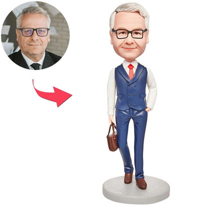 Picture of Custom Bobbleheads: Business men's suit briefcase | Personalized Bobbleheads for the Special Someone as a Unique Gift Idea｜Best Gift Idea for Birthday, Thanksgiving, Christmas etc.