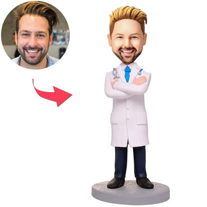 Picture of Custom Bobbleheads: Male Doctor With Arms Folded | Personalized Bobbleheads for the Special Someone as a Unique Gift Idea｜Best Gift Idea for Birthday, Thanksgiving, Christmas etc.