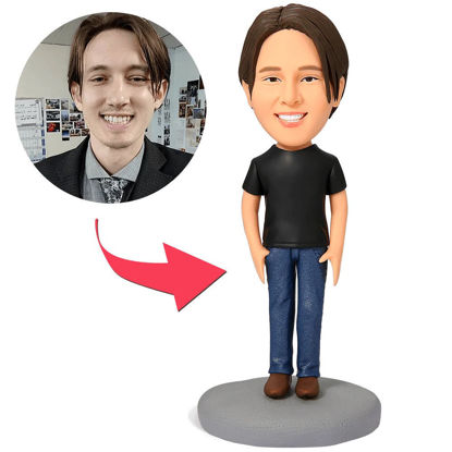 Picture of Custom Bobbleheads: Casual Male in Jeans | Personalized Bobbleheads for the Special Someone as a Unique Gift Idea｜Best Gift Idea for Birthday, Thanksgiving, Christmas etc.