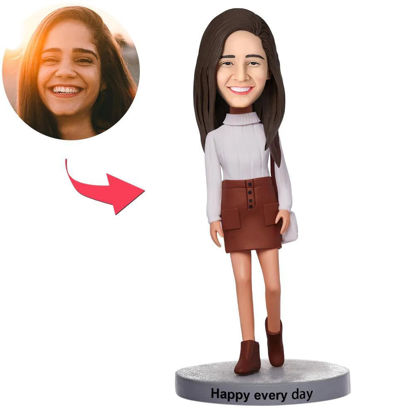 Picture of Custom Bobbleheads: Fashion Woman Carrying A Bag | Personalized Bobbleheads for the Special Someone as a Unique Gift Idea｜Best Gift Idea for Birthday, Thanksgiving, Christmas etc.