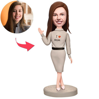 Picture of Custom Bobbleheads: I Love Mom | Personalized Bobbleheads for the Special Someone as a Unique Gift Idea｜Best Gift Idea for Birthday, Thanksgiving, Christmas etc.