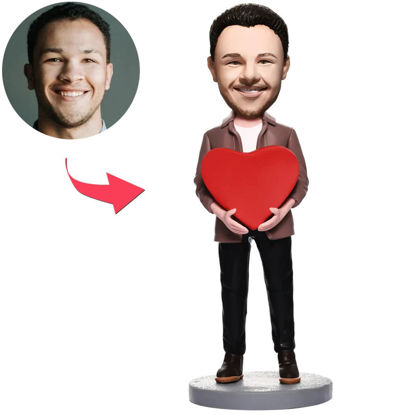 Picture of Custom Bobbleheads:Man With Heart | Personalized Bobbleheads for the Special Someone as a Unique Gift Idea｜Best Gift Idea for Birthday, Thanksgiving, Christmas etc.