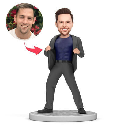 Picture of Custom Bobbleheads: Men Standing Open Suit | Personalized Bobbleheads for the Special Someone as a Unique Gift Idea｜Best Gift Idea for Birthday, Thanksgiving, Christmas etc.
