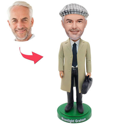 Picture of Custom Bobbleheads: Old Man With Long Coat | Personalized Bobbleheads for the Special Someone as a Unique Gift Idea｜Best Gift Idea for Birthday, Thanksgiving, Christmas etc.