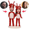 Picture of Custom Bobbleheads: Christmas Elk Costumes | Personalized Bobbleheads for the Special Someone as a Unique Gift Idea｜Best Gift Idea for Birthday, Thanksgiving, Christmas etc.