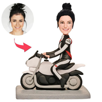 Picture of Custom Bobbleheads: Female Motorcyclist | Personalized Bobbleheads for the Special Someone as a Unique Gift Idea｜Best Gift Idea for Birthday, Thanksgiving, Christmas etc.