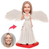Picture of Custom Bobbleheads: Female White Dressing with Wings | Personalized Bobbleheads for the Special Someone as a Unique Gift Idea｜Best Gift Idea for Birthday, Thanksgiving, Christmas etc.