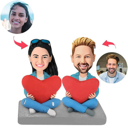 Picture of Custom Bobbleheads: Anniversary Gift Heart Couple | Personalized Bobbleheads for the Special Someone as a Unique Gift Idea｜Best Gift Idea for Birthday, Thanksgiving, Christmas etc.