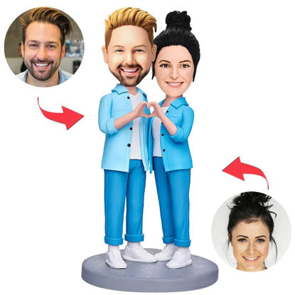 Picture of Custom Bobbleheads: Couple Hands In Heart Pose | Personalized Bobbleheads for the Special Someone as a Unique Gift Idea｜Best Gift Idea for Birthday, Thanksgiving, Christmas etc.