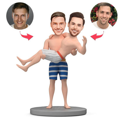 Picture of Custom Bobbleheads: Gay Gift Horizontal Hug | Personalized Bobbleheads for the Special Someone as a Unique Gift Idea｜Best Gift Idea for Birthday, Thanksgiving, Christmas etc.