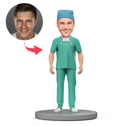 Picture of Custom Bobbleheads: Doctor in Green Scrubs| Personalized Bobbleheads for the Special Someone as a Unique Gift Idea｜Best Gift Idea for Birthday, Thanksgiving, Christmas etc.