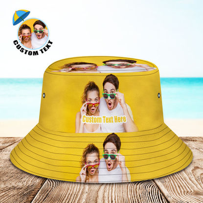 Picture of Personalized Photo Gift Funny Cartoon Pineapple Bucket Hat | Hawaiian Fisherman Hat | Best Gifts Idea for Birthday, Thanksgiving, Christmas etc - Photo & Text