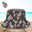 Picture of Custom Bucket Hat | Personalized Face All Over Print Tropical Flower Print Hawaiian Fisherman Hat | Black Flamingo | Best Gifts Idea for Birthday, Thanksgiving, Christmas etc.