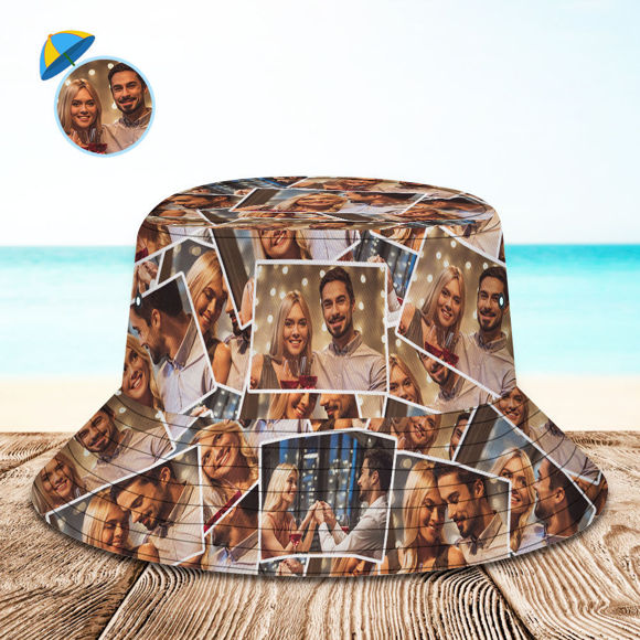 Picture of Custom Bucket Hat | Personalized Face All Over Print Tropical Flower Print Hawaiian Fisherman Hat | Photo Print | Best Gifts Idea for Birthday, Thanksgiving, Christmas etc.