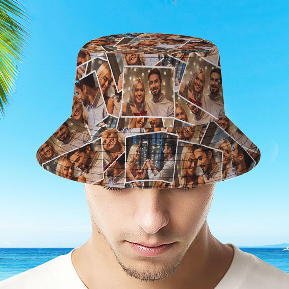Picture of Custom Bucket Hat | Personalized Face All Over Print Tropical Flower Print Hawaiian Fisherman Hat | Photo Print | Best Gifts Idea for Birthday, Thanksgiving, Christmas etc.
