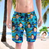 Picture of Custom Photo Face Men's Beach Pants - Personalized Face Copy with Blue Sea - Men's Quick Dry Swim Trunk, for Father's Day Gift or Boyfriend