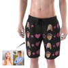 Picture of Custom Photo Face Men's Beach Pants - Personalized Face Copy with Heart & Star - Men's Quick Dry Swim Trunk, for Father's Day Gift or Boyfriend