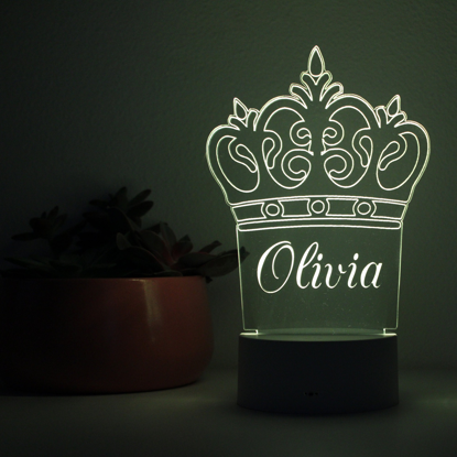 Picture of Custom Name Night Light With Colorful LED Lighting | Multicolor Crown Night Light With Personalized Name  | Best Gifts Idea for Birthday, Thanksgiving, Christmas etc.