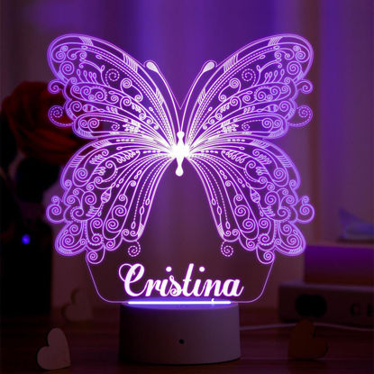 Picture of Custom Name Night Light With Colorful LED Lighting | Multicolor Butterfly Night Light With Personalized Name  | Best Gifts Idea for Birthday, Thanksgiving, Christmas etc.