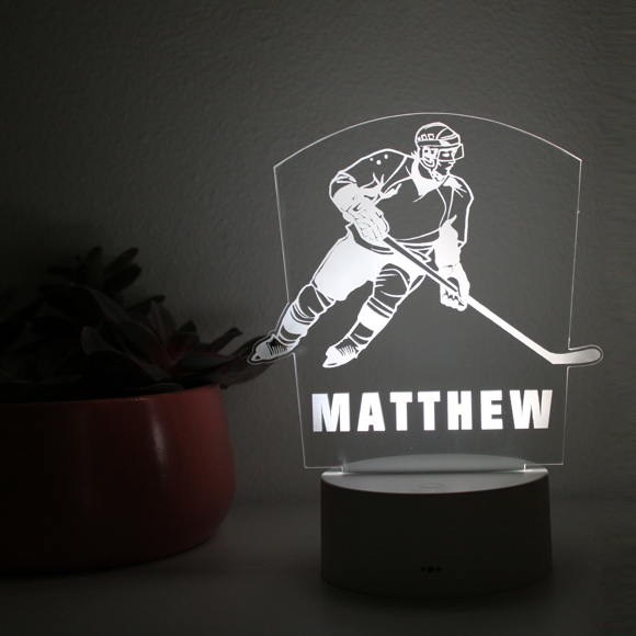 Picture of Custom Name Night Light With Colorful LED Lighting | Multicolor Ice Hockey Player Night Light With Personalized Name  | Best Gifts Idea for Birthday, Thanksgiving, Christmas etc.