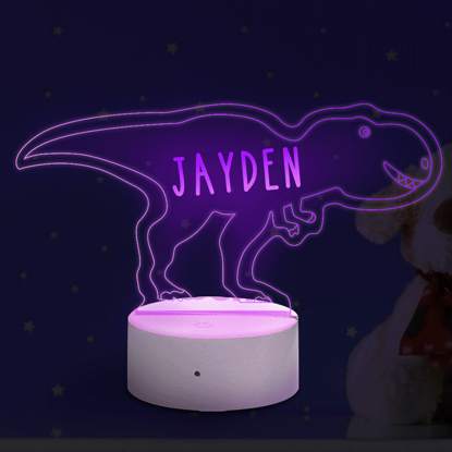 Picture of Custom Name Night Light With Colorful LED Lighting | Multicolor Tyrannosaurus Rex Night Light With Personalized Name  | Best Gifts Idea for Birthday, Thanksgiving, Christmas etc.