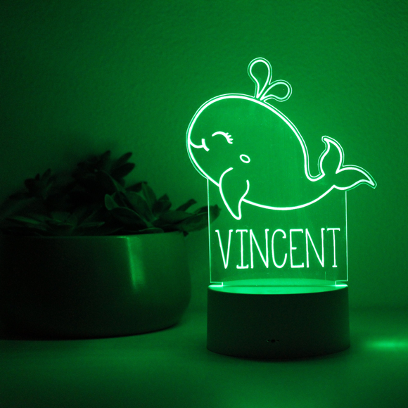 Picture of Custom Name Night Light With Colorful LED Lighting | Multicolor Whale Night Light With Personalized Name  | Best Gifts Idea for Birthday, Thanksgiving, Christmas etc.