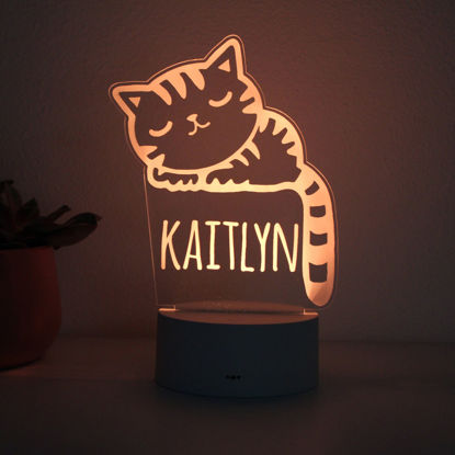 Picture of Custom Name Night Light With Colorful LED Lighting | Multicolor Cat Night Light With Personalized Name   | Best Gifts Idea for Birthday, Thanksgiving, Christmas etc.