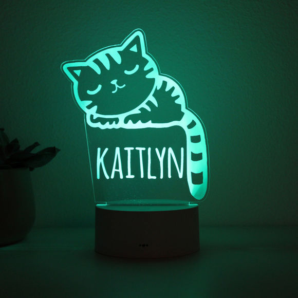 Picture of Custom Name Night Light With Colorful LED Lighting | Multicolor Cat Night Light With Personalized Name   | Best Gifts Idea for Birthday, Thanksgiving, Christmas etc.