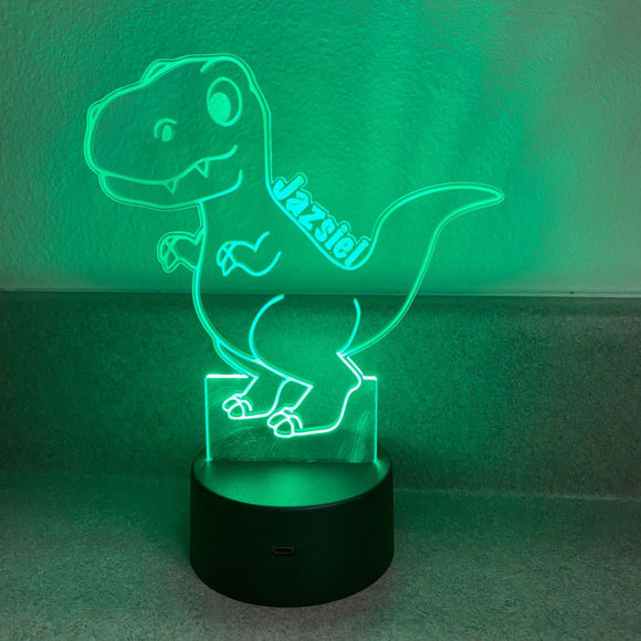 Picture of Custom Name Night Light With Colorful LED Lighting | Multicolor Dinosaur Boy Night Light With Personalized Name   | Best Gifts Idea for Birthday, Thanksgiving, Christmas etc.