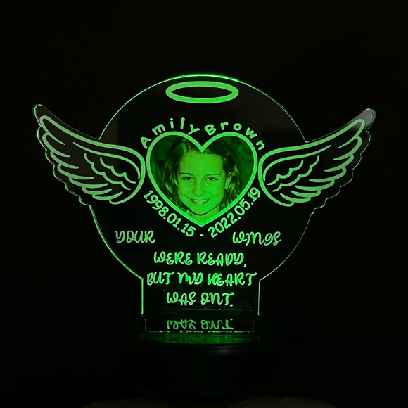 Picture of Personalized Solar Night Light | Angel Wings | Customized Garden Solar Light for Memorial