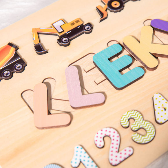 Picture of Personalized Wooden Puzzle Name Board - Custom Toy Gift for Baby and Kids - Custom Name Puzzle - 1st Birthday Gift for Baby Girl