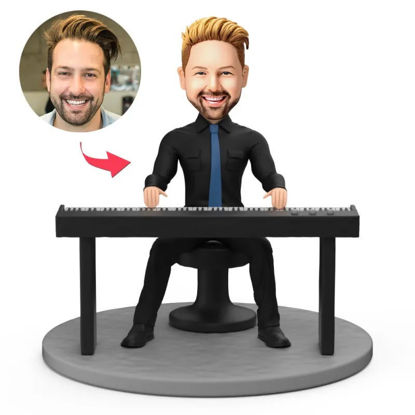 Picture of Custom Bobbleheads: Handsome Male Keyboard Player | Personalized Bobbleheads for the Special Someone as a Unique Gift Idea｜Best Gift Idea for Birthday, Thanksgiving, Christmas etc.