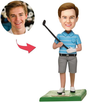 Picture of Custom Bobbleheads: Male Golfer Posing | Personalized Bobbleheads for the Special Someone as a Unique Gift Idea｜Best Gift Idea for Birthday, Christmas, Thanksgiving etc.