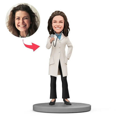 Picture of Custom Bobbleheads: Pediatrician with Stethoscope in Hand | Personalized Bobbleheads for the Special Someone as a Unique Gift Idea｜Best Gift Idea for Birthday, Thanksgiving, Christmas etc.