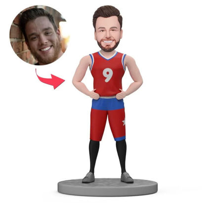 Picture of Custom Bobbleheads: Basketball Wearing Red Jersey | Personalized Bobbleheads for the Special Someone as a Unique Gift Idea｜Best Gift Idea for Birthday, Thanksgiving, Christmas etc.