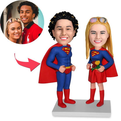 Picture of Custom Bobbleheads: Superhero Couple | Personalized Bobbleheads for the Special Someone as a Unique Gift Idea｜Best Gift Idea for Birthday, Thanksgiving, Christmas etc.
