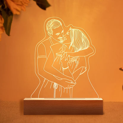 Picture of Custom Wooden Cuboid Base 3D Night Lamp for Your Love Ones | Best Gifts Idea for Birthday, Thanksgiving, Christmas etc.
